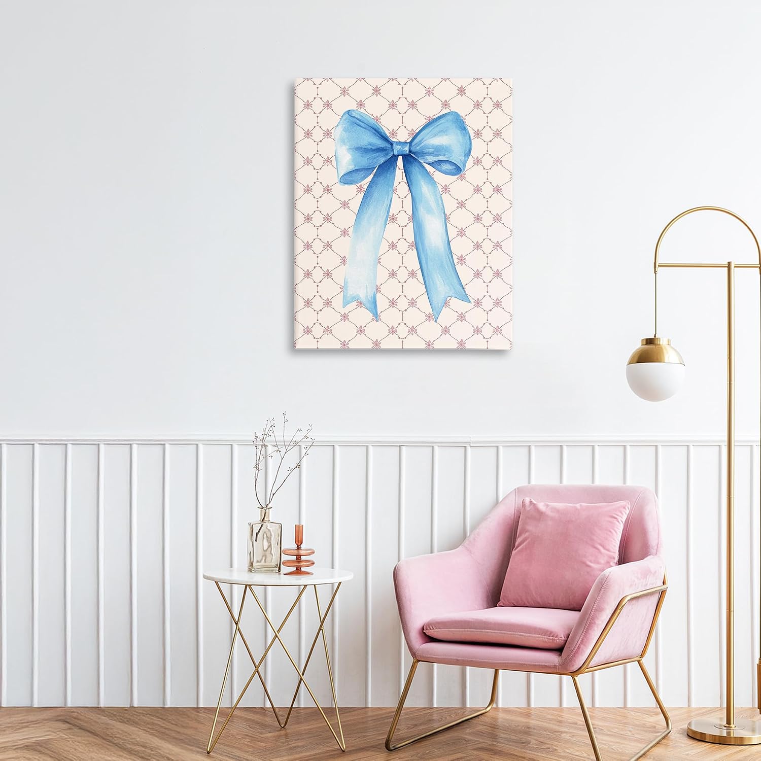 'Blue Bow on Rose Quilt Pattern'| Canvas Art | Stupell Industries | 16 x 20 Inches, Easy to Hang and Sturdy, Made in USA, by Petal Prints Design