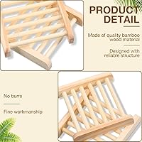 Vista 3 de Amyhill 70 piezas de jabonera de bambú y madera en masa para baño, soporte de jabón de madera, autodrenante, bandeja artesanal, 8,38 x 8,38 x 1,7 cm