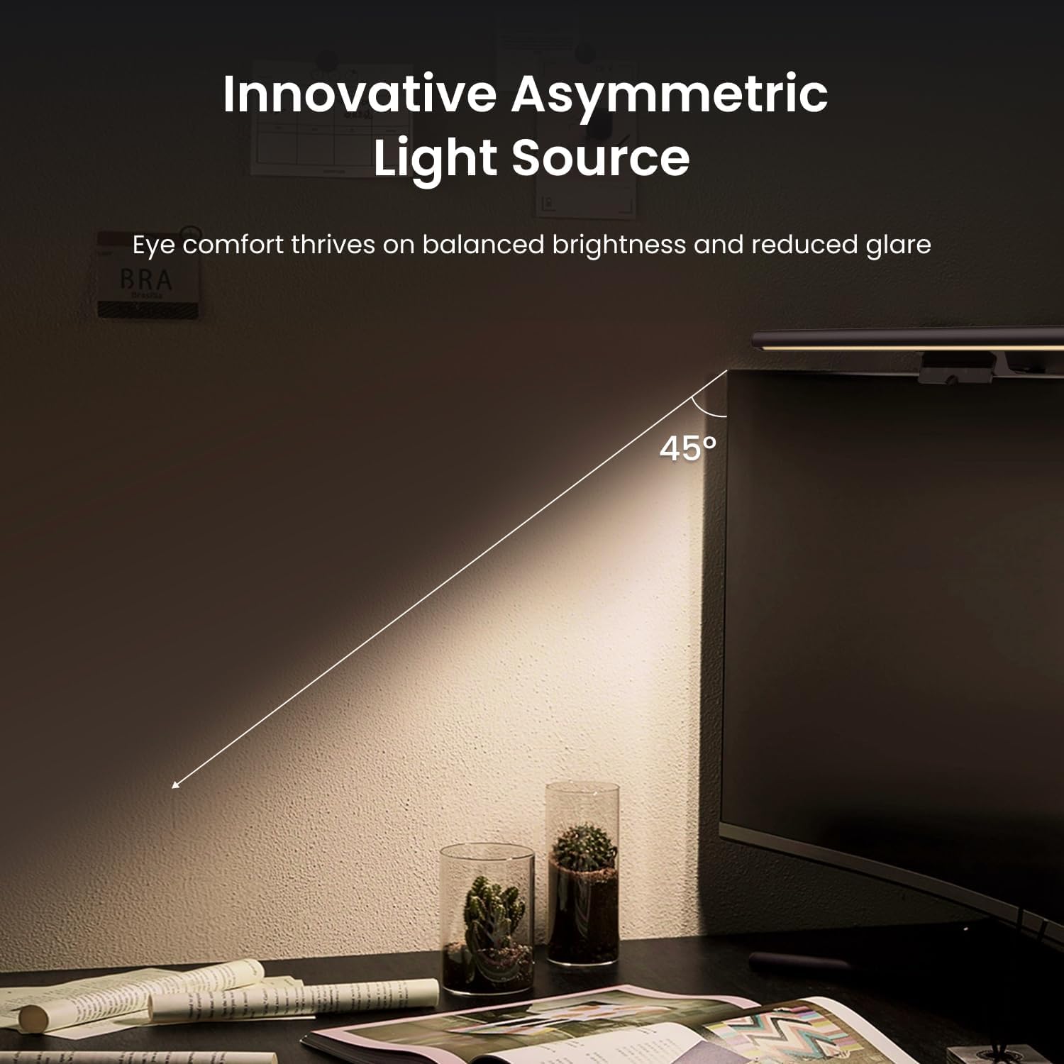 YEELIGHT Monitor Light Bar, Computer Monitor Lamp, 250LM No Glare Eye-Care LED Screen Bar, Touch Control USB Reading Desk Lamp for Home Office Work, Stepless Dimming Adjustable Color Temperature