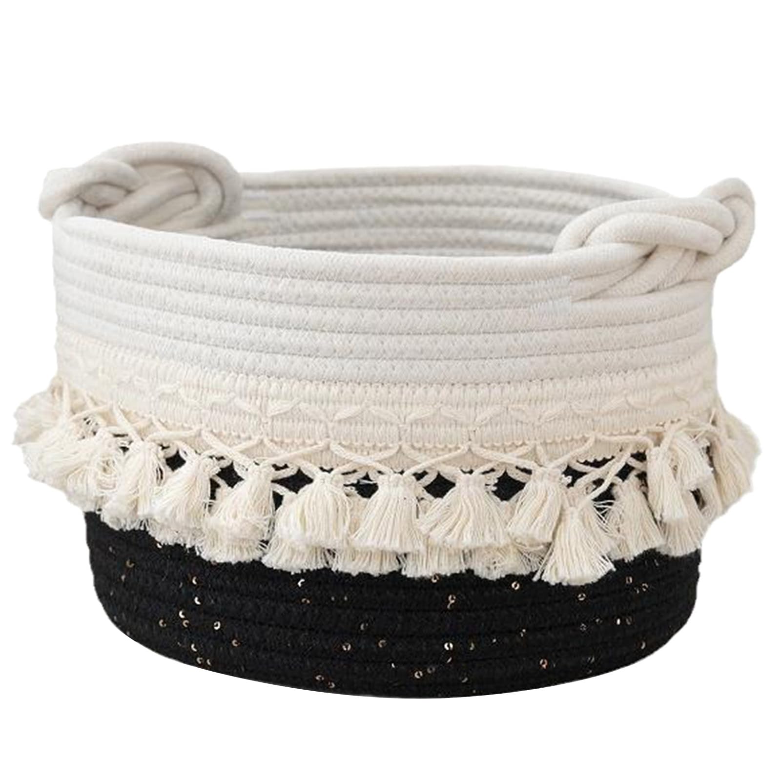 Kalttoy A Effective Cotton Rope Storage Basket Sturdy Cotton Rope Storage Bin Featuring Tassels Ccent For Organization Decorative Basket