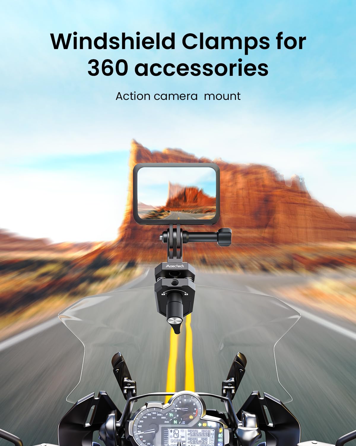 Support À Pince pour Pare-Brise De Moto Caméras pour Insta360 X5 X5/X4/X3 pour GoPro pour DJI Osmo Action Supports À Pince pour Moto pour Accessoires Insta360 X5