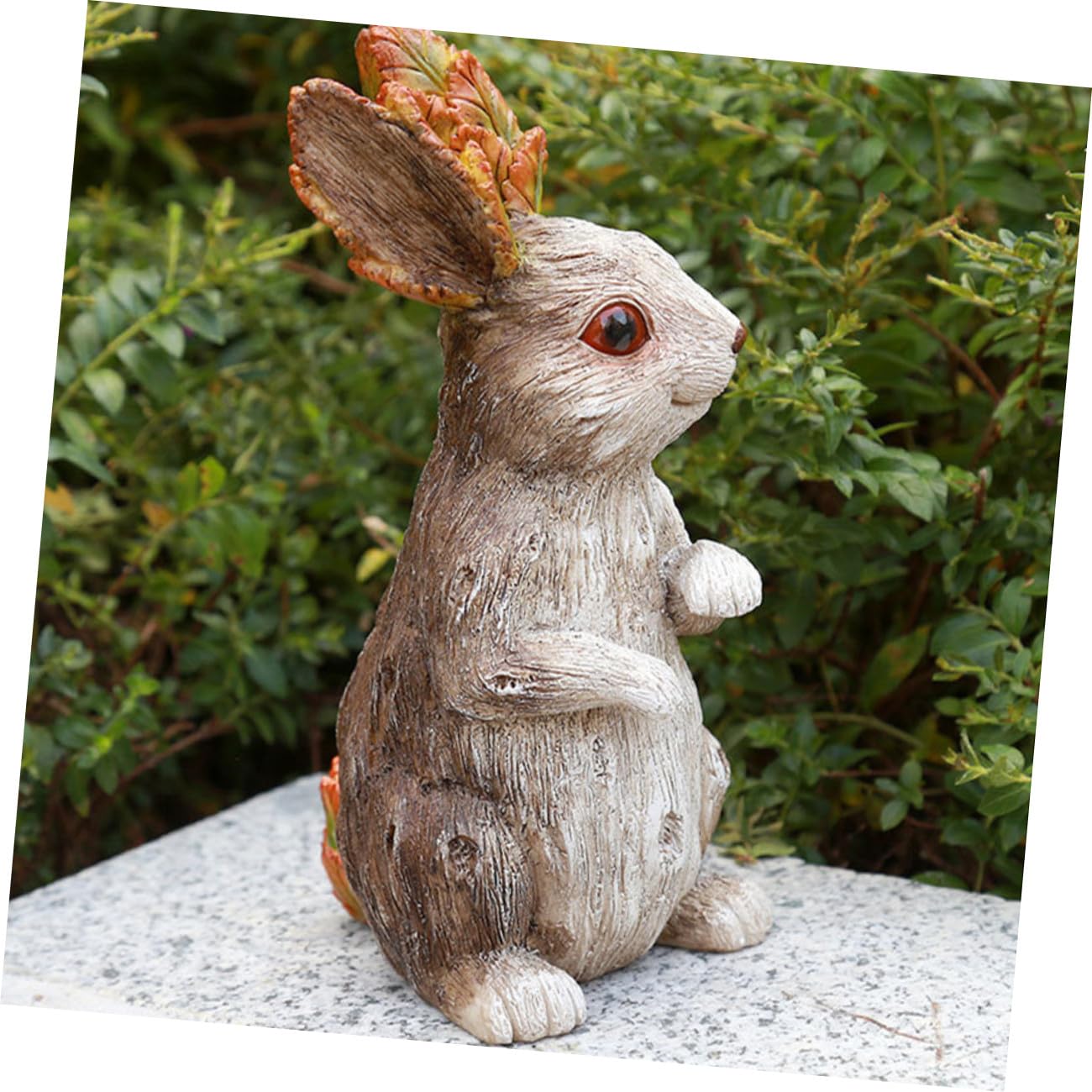 Osterhase Kunstharz Deko Weiß, Niedliche Figur für Garten und Terrasse