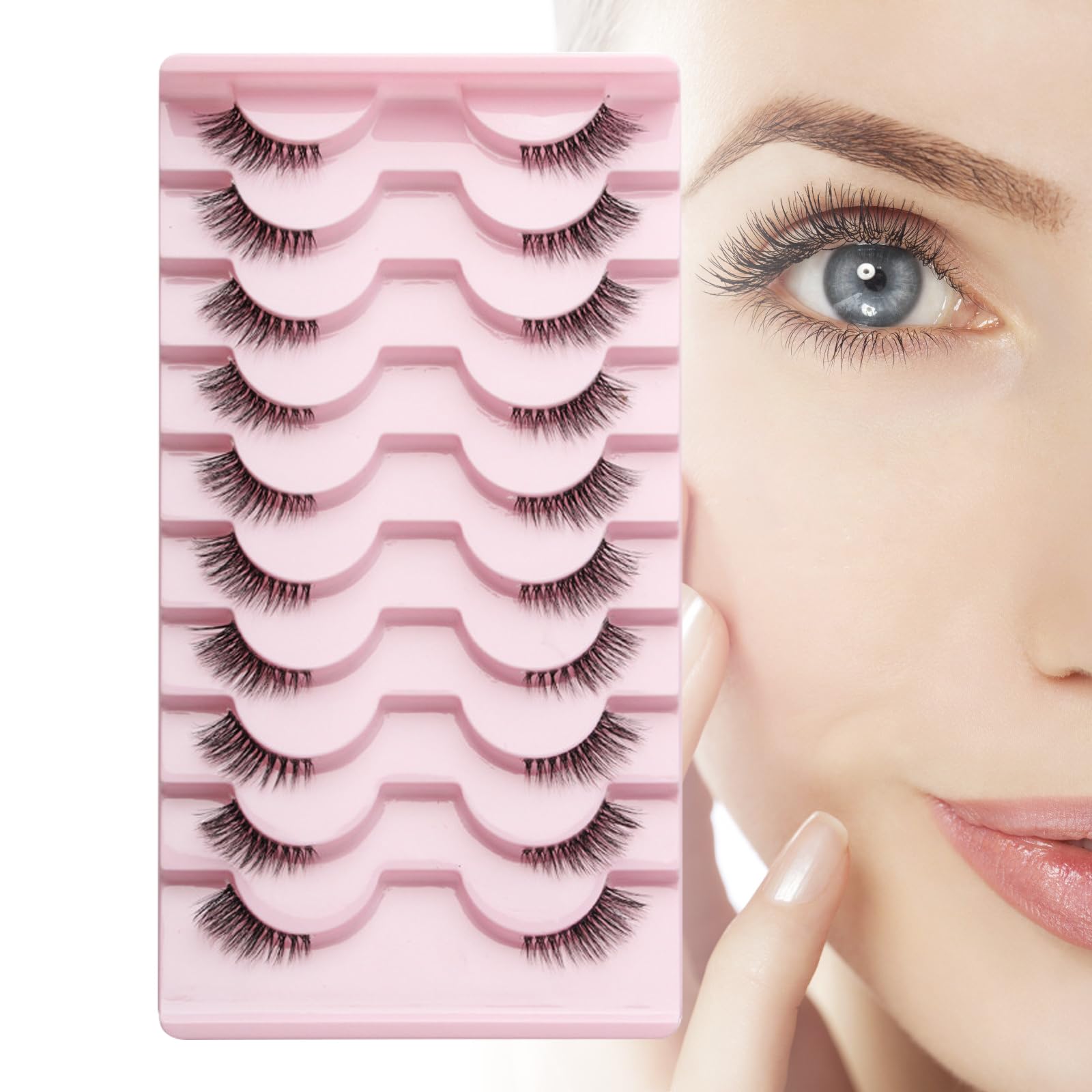 Pół rzęsa, naturalne i sztuczny, 10 par, kocie oko, half cateye, 3D