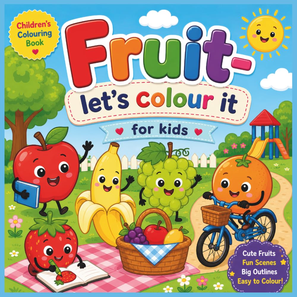 Fruit – Let’s Colour It!: Fun and Easy Fruit Coloring Book for Kids with Cute and Simple Pages for Toddlers, Preschoolers, and Beginners