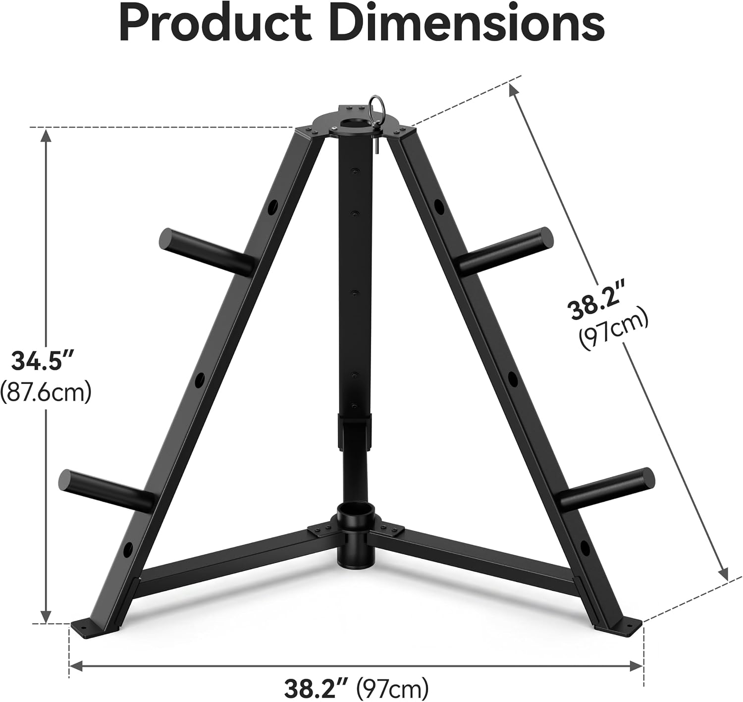 Weight Plate Tree for 2'' Olympic Weight Plate and Vertical bar Holder Storage Rack Organizer for Home Gym, Black