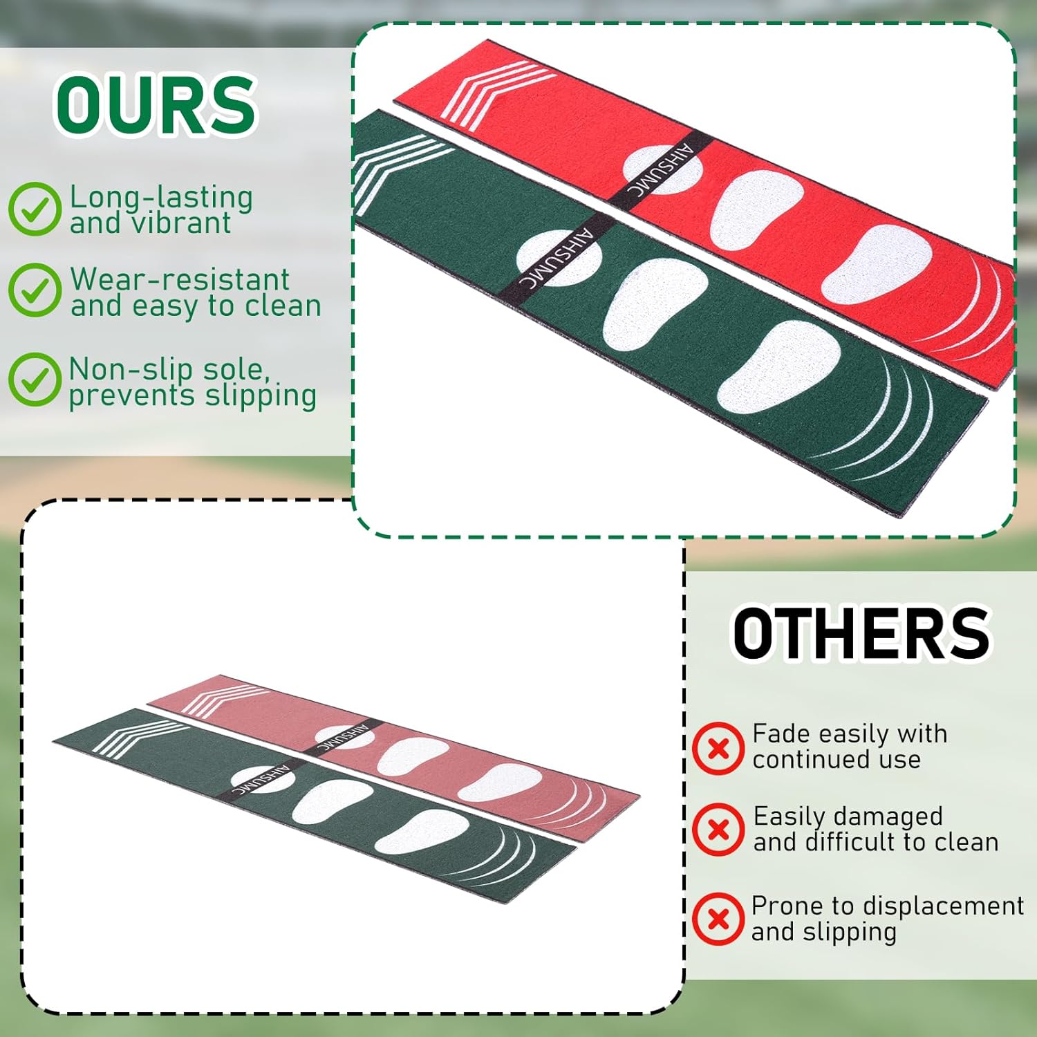 Softball Pitching Mat with Strike Zone, Wear-Resistant Portable Training Mat for Batting Stance Practice, 54 x 12 Inch, Indoor & Outdoor Baseball Practice for Youth Beginners