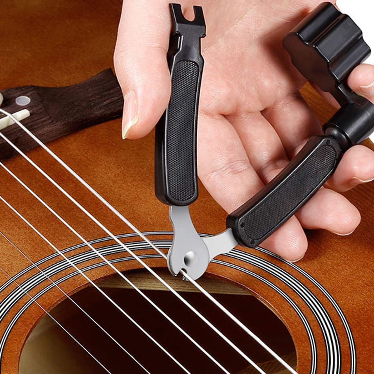 Nawijarka strun gitarowych, 2 szt. 3 w 1, nóż do strun gitarowych i mostek, narzędzia do naprawy gitary, akustyczne narzędzie do nawijania strun gitarowych, basu, skrzypiec, ukulele
