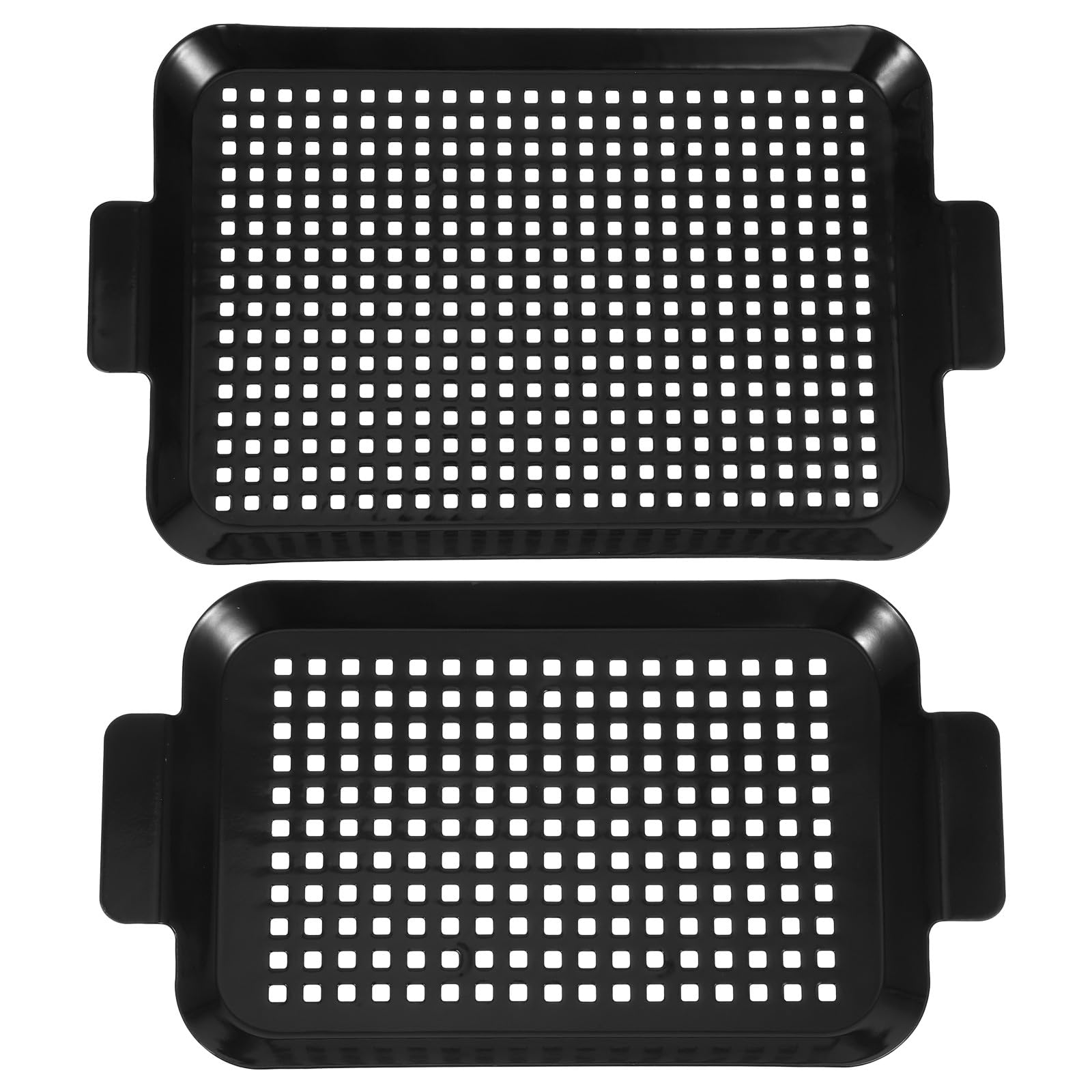 PACKOVE 2 Stück Antihaft Grillblech aus Edelstahl mit Perforiertem Design und Komfortablen Griffen Rechteckiges Backblech für Fleisch und Meeresfrüchte für Indoor und BBQ