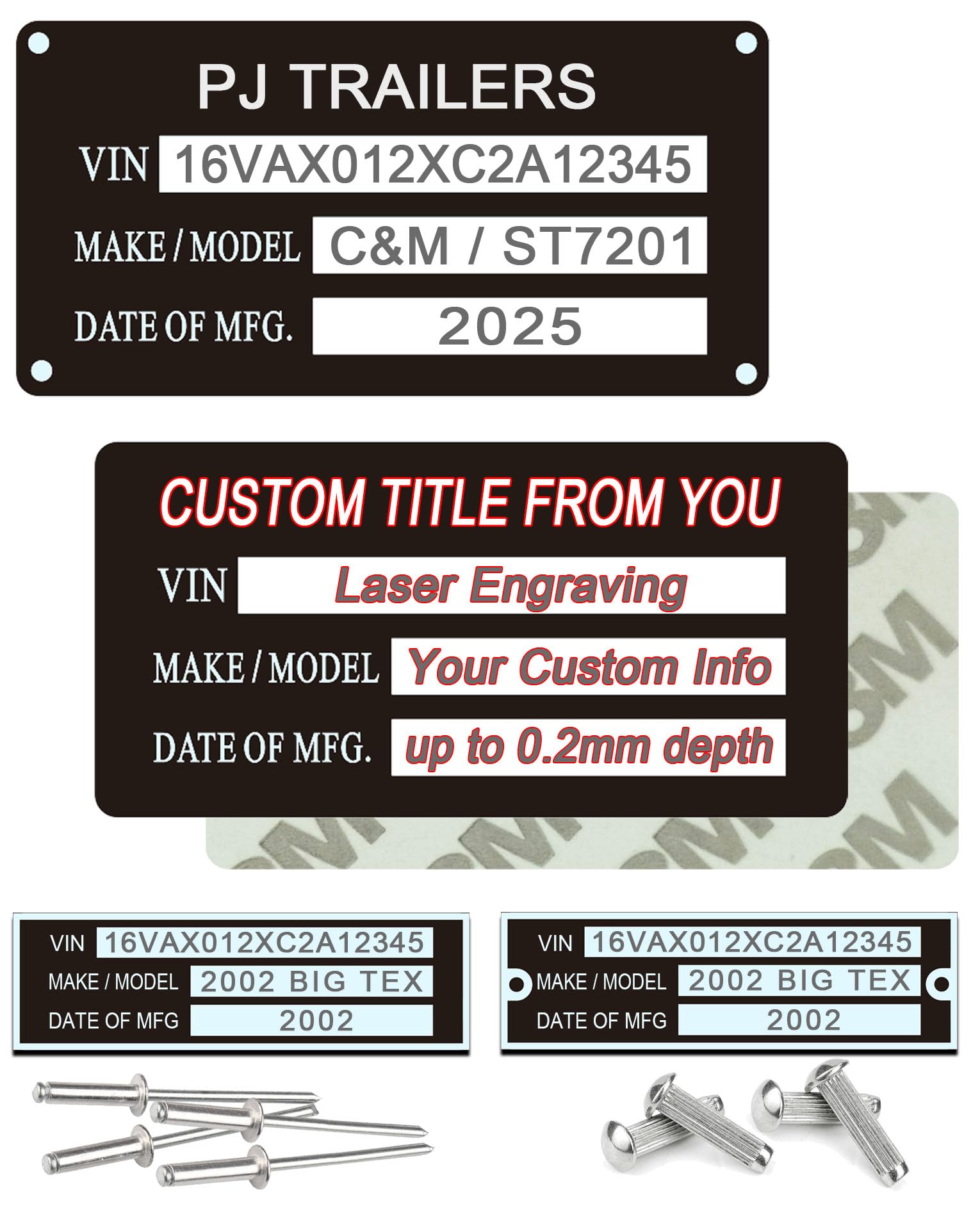 Custom VIN Number Plate for trailer– Aluminum trailer VIN plate