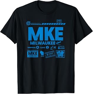Vintage Milwaukee MKE Airport Code Travel Day Retro Tag T-Shirt