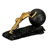 Bronze Accent Heavy Ball Sisyphus Sculpture - Struggler Statue - Modern Resin Decor for Office or Living Room, Sportsman Figurine Ornament, and Sculptures Decoration