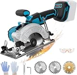 Sega Circolare Mini Senza Spazzole per Makita 18 V, senza spazzole con 3 lame, occhiali di protezione, guanti e 2 chiavi, taglio obliquo 0-45° per piastrelle, legno e plastica (senza batteria) - 1