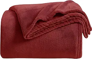 KMUSET Fleece Blanket Burgundy Lightweight Super Soft Cozy Fuzzy Bed Blankets Microfiber Factory Shop
