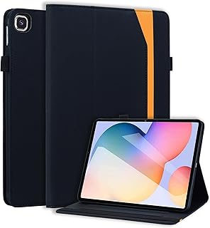 Longga Business Case for Samsung Galaxy Tab A7 10.4" 2022/2020,PU Leather Folio Stand Cover with Pen Holder Elastic Strap Shockproof for Samsung Tab A7 10.4"(SM-T500/T503/T505/T507) Case – Black