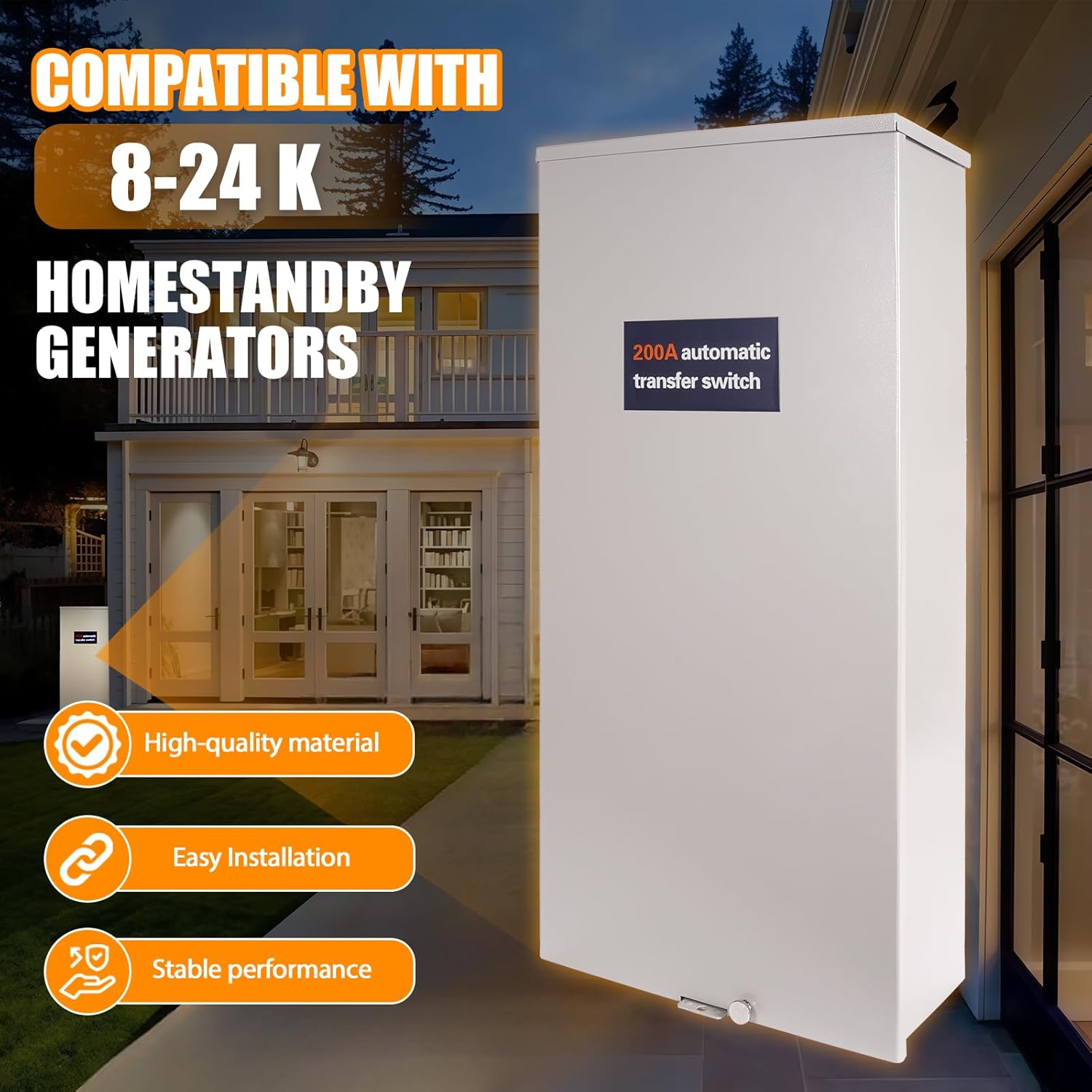 200 Amp Automatic Transfer Switch with Power Management Replacement for Generac RXSW200A3 NEMA 3R Aluminum Enclosure Indoor and Outdoor Use Compatible with Evolution and Nexus Generator Controllers