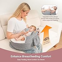 Vista 2 de Almohada de lactancia elevada con almohada de brazo, almohada ergonómica de seguridad de espuma viscoelástica para lactancia materna, correa