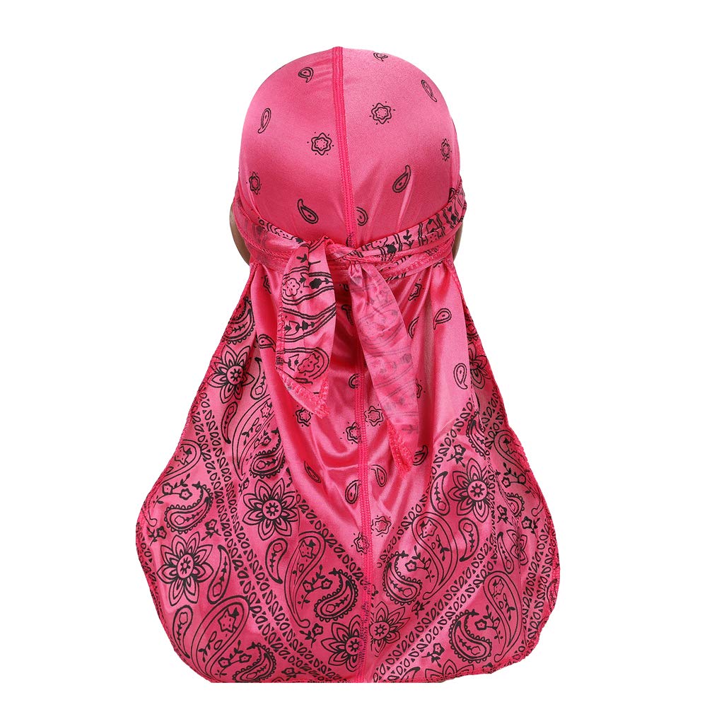 Assorted Paisley Bandana Doo rag Cap Headwraps Mens Womens Silk Durag with Long Tail and Wide Straps for