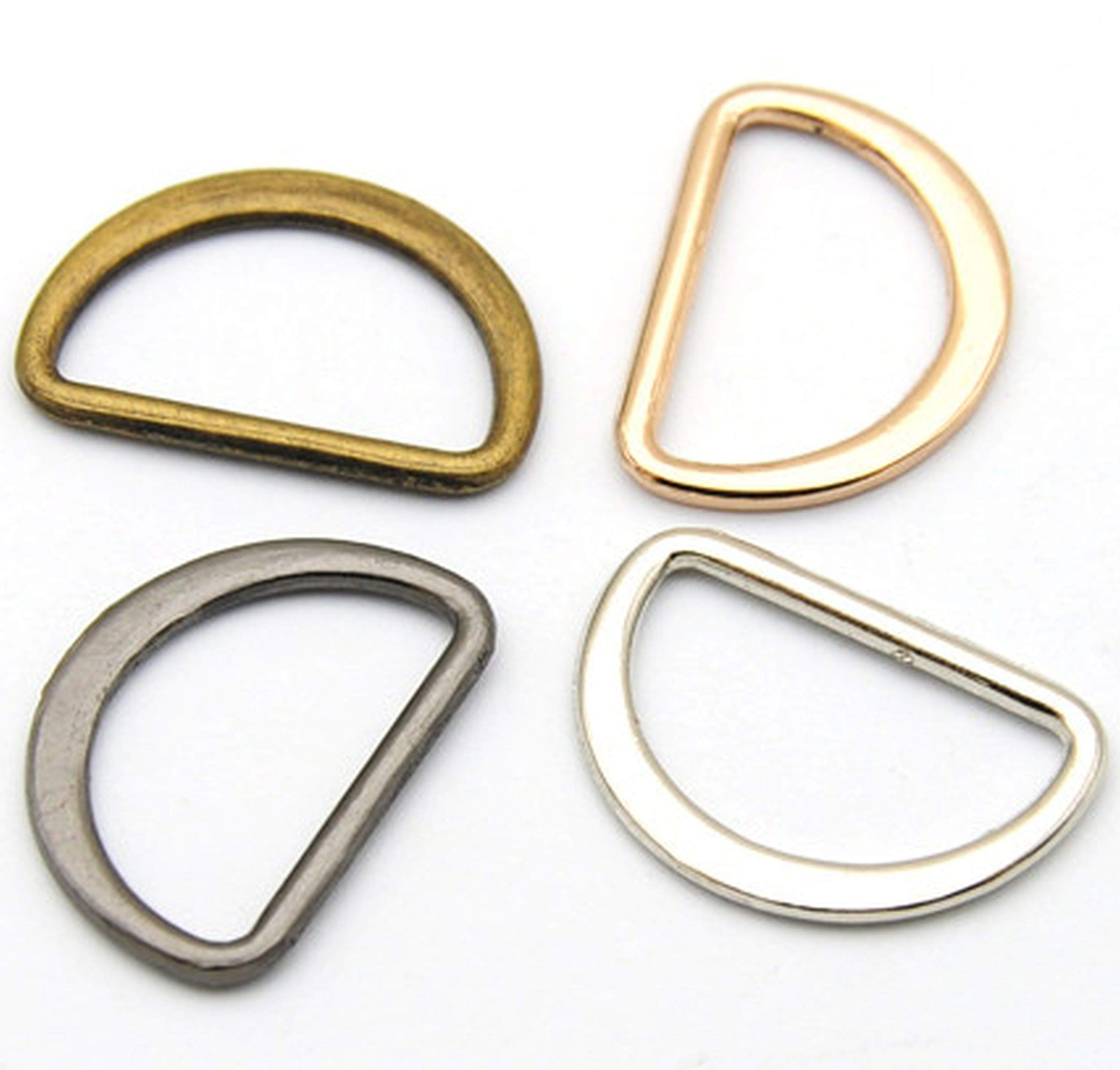 Homewaretakeaway Silver Alloy Flat Metal D-Rings Welded Buckles ~ 14Mm High X 25Mm Wide ~ Leathercraft Webbing ~ Gold, Brass, Black (4, )