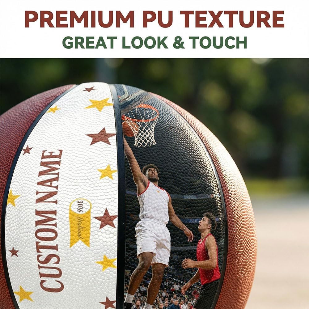 Pallone da Basket Personalizzato Decorativo, Personalizzato con Foto e Nome, Regali Commemorativi di Compleanno, il Ritorno a Scuola, lo Staff Tecnic