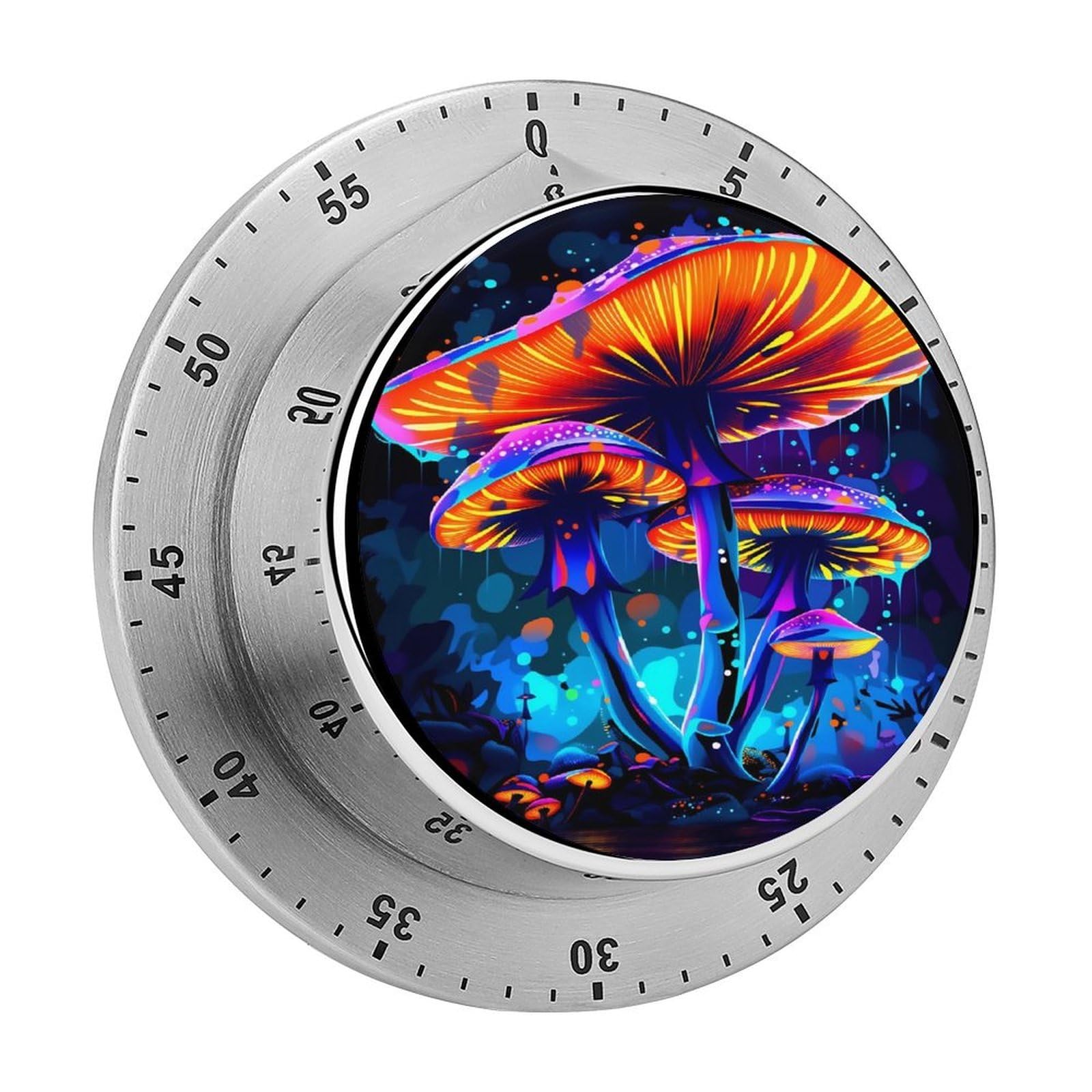 Neon Glowing Mushroom 60 Minute Wind Up Timer,Visual Mechanical Magnetic Timer with Loud Alarm for Kitchen