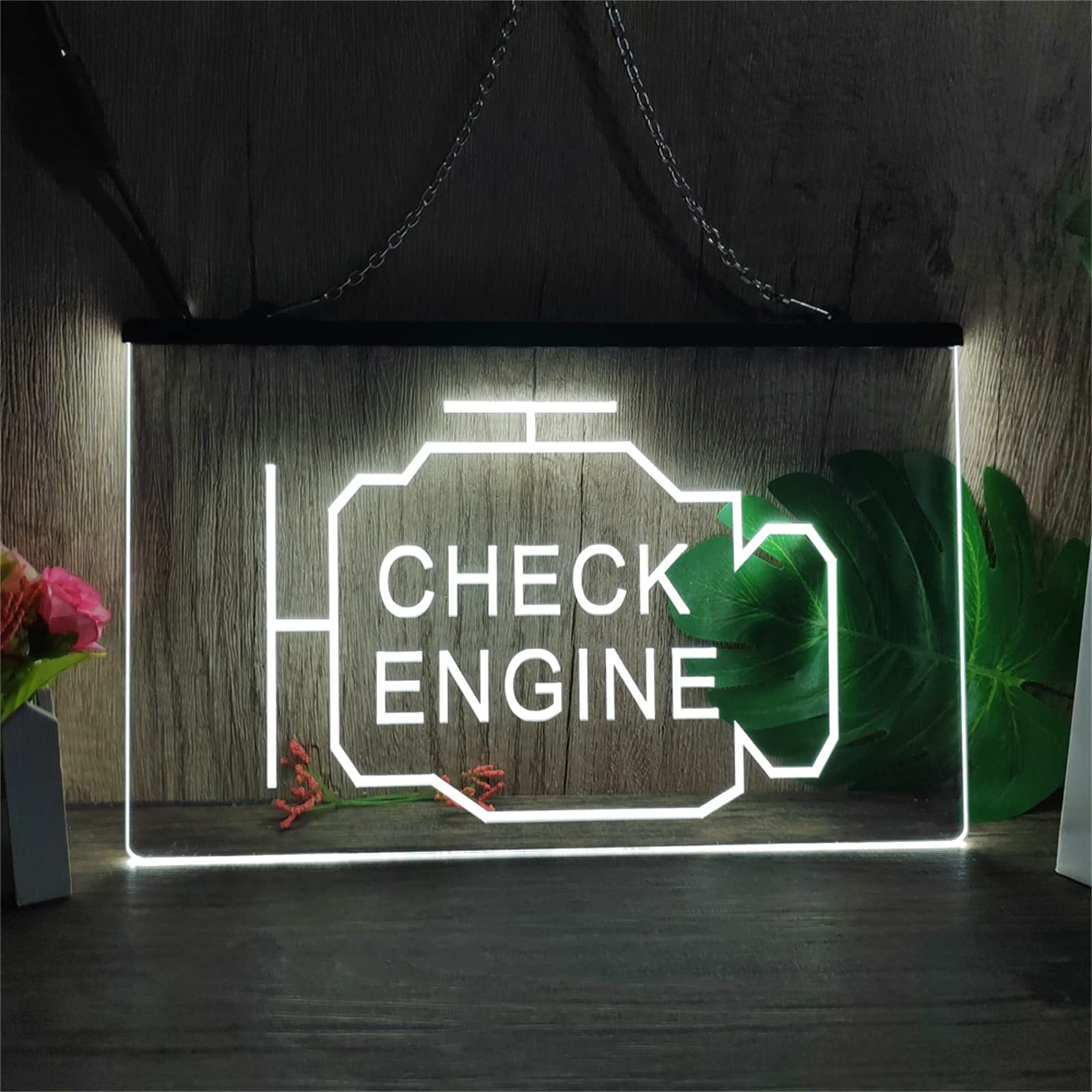 Check Engine Letrero Neon Locomotive Engine letreros neón luz neón led Motor Control Coche Bar Pub Restaurante cafetería decoración Ambiente Pared Dormitorio decoración hogar,C,15.7"x23.6"
