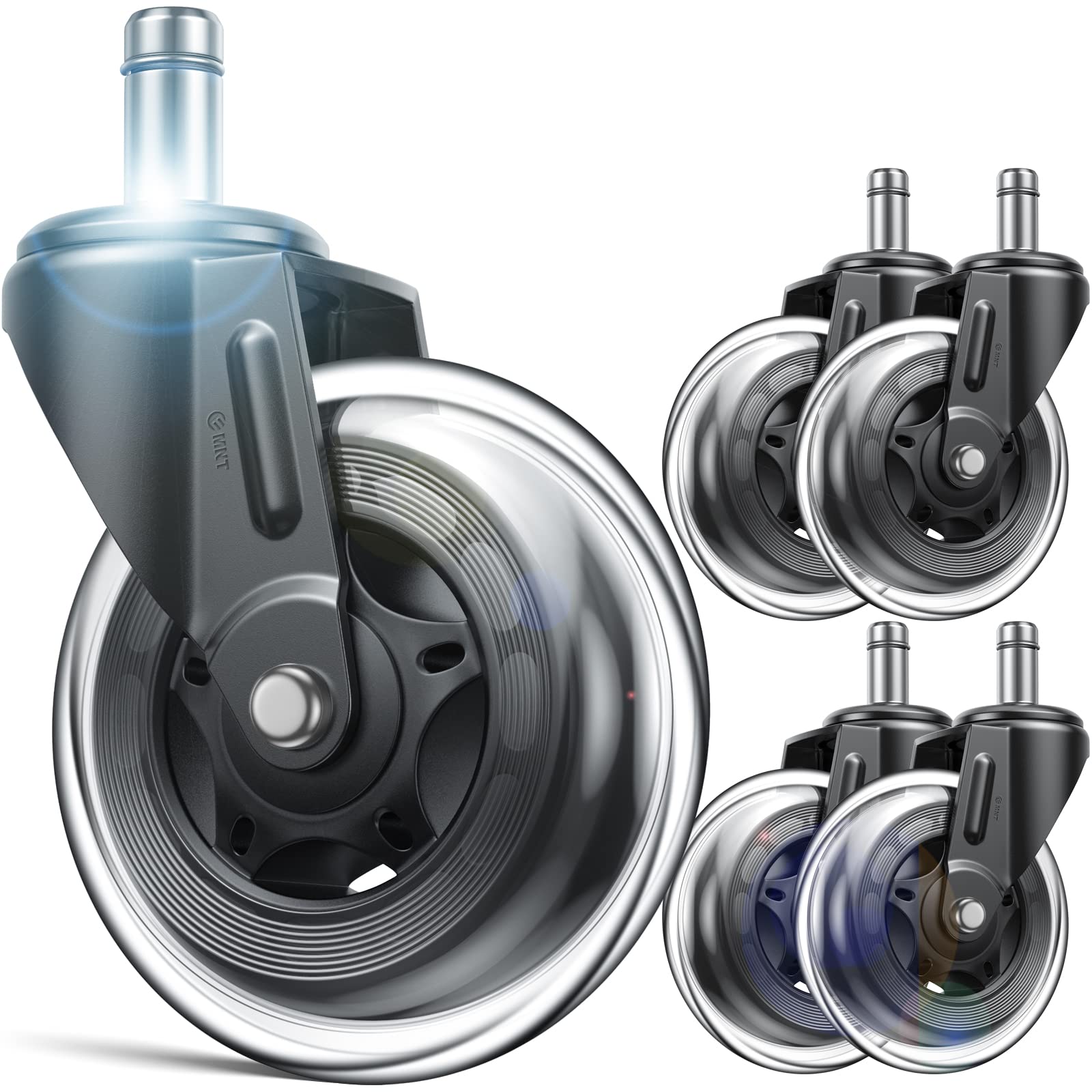 EMNT Office Chair Wheels Replacement, 2.5 Inch Heavy Duty Rubber Caster Wheels for Hardwood Floors and Carpet, Smooth Desk and Gaming Chair Wheels, Safe Wheels for Rolling Chair, Universal Fit..