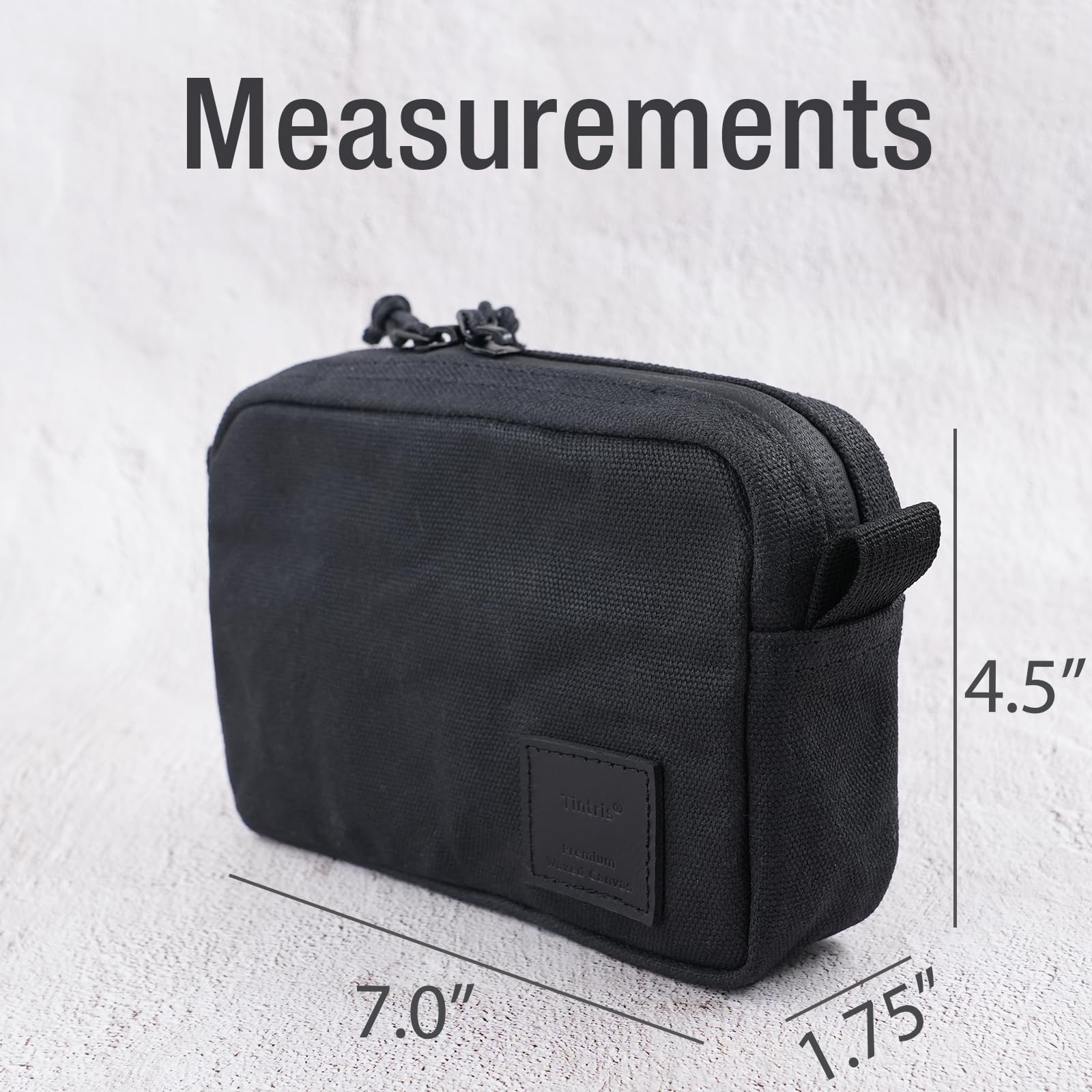 Tintris Riñonera con Cremallera para Hombres y Mujeres, con Cremalleras YKK, Bolsa de cinturón EDC para Camping, Senderismo, Resistente al Agua, Lona Encerada Resistente, Color Negro, Talla M