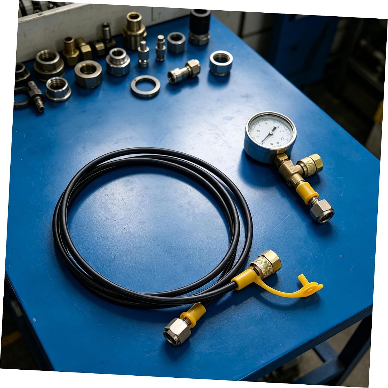Cabilock Hydraulic Pressure Line Rubber Hose Steel Coupling, 1.6m Length, High Pressure Resistance and Wide Temperature Adaptability for Outdoor Applications and Industrial Equipment