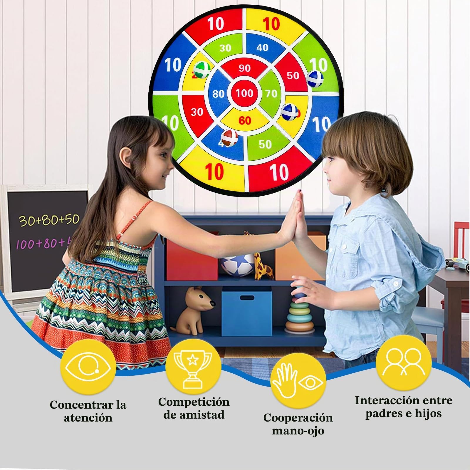 Tablero de Dardos Diana 66cm para Niños, Juego de Dardos Unilateral, Regalo Deportivo Interior Exterior 3-12 Años