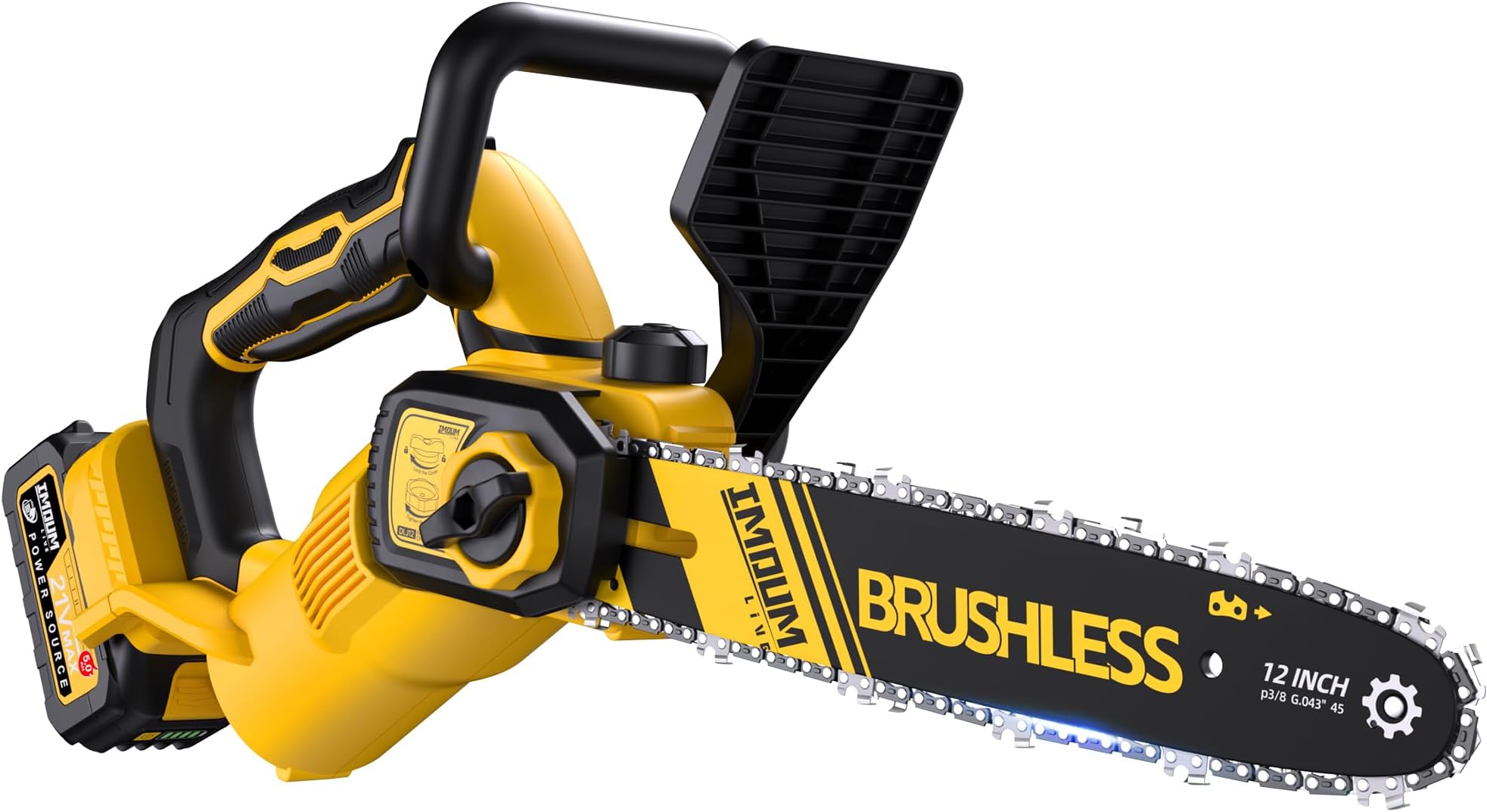 12 inch Brushless Chainsaw, Cordless Saw with Battery and Charger, 5.9Lb Super Lightweight & Compact, Auto Oiler, 5.0Ah Battery 1100w Power, Handheld Chain Saw for Wood Cutting, Tree Trimming, Pruning