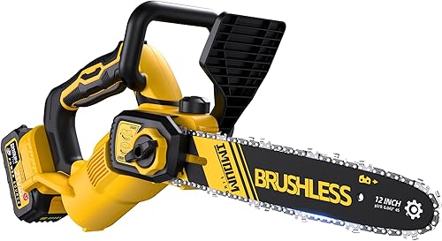 Motosierra sin escobillas de 12 pulgadas, sierra inalámbrica con batería y cargador, 5.9 libras súper ligera y compacta, engrasador automático,