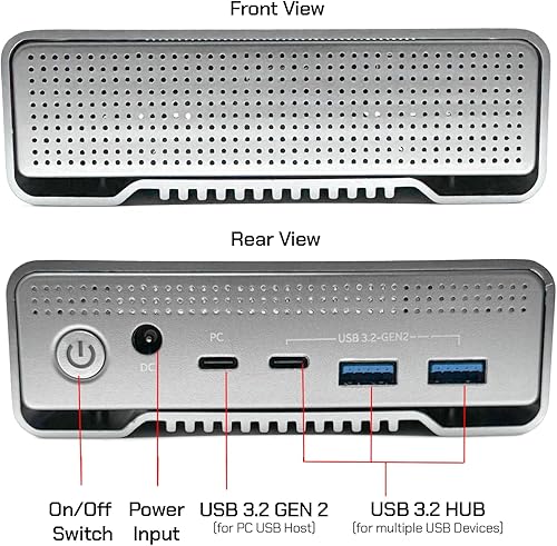 Miniatura 6 de Avolusion PRO-G1 Series 10TB USB 3.2 Gen 2 (10Gbps) Disco duro externo USB-C con HUB USB para PC de escritorio Windows o MacOS (Plata)