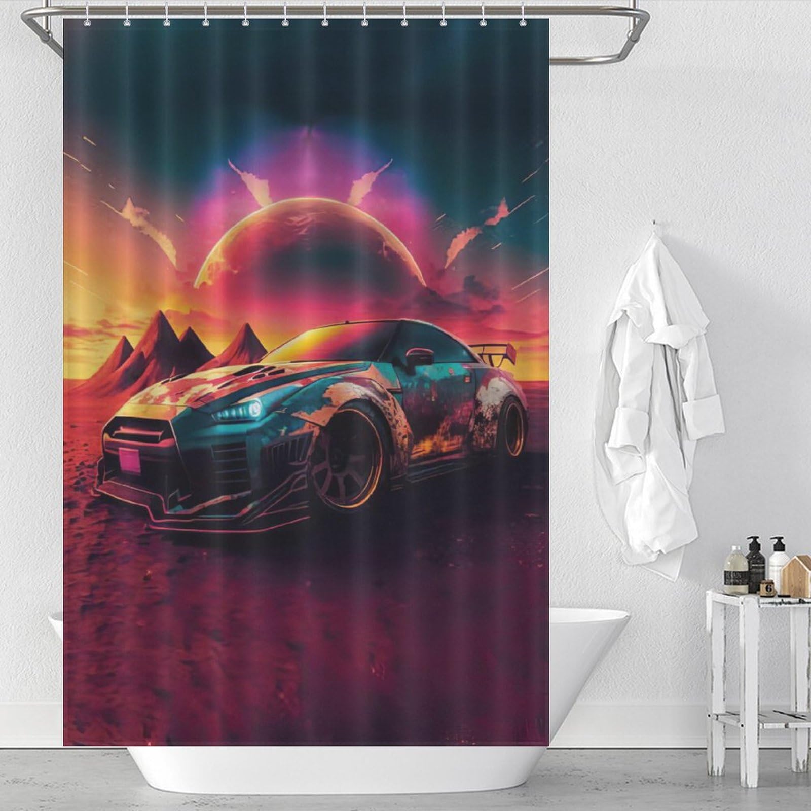 Rideau de douche voiture de sport imperméable 122x183 cm