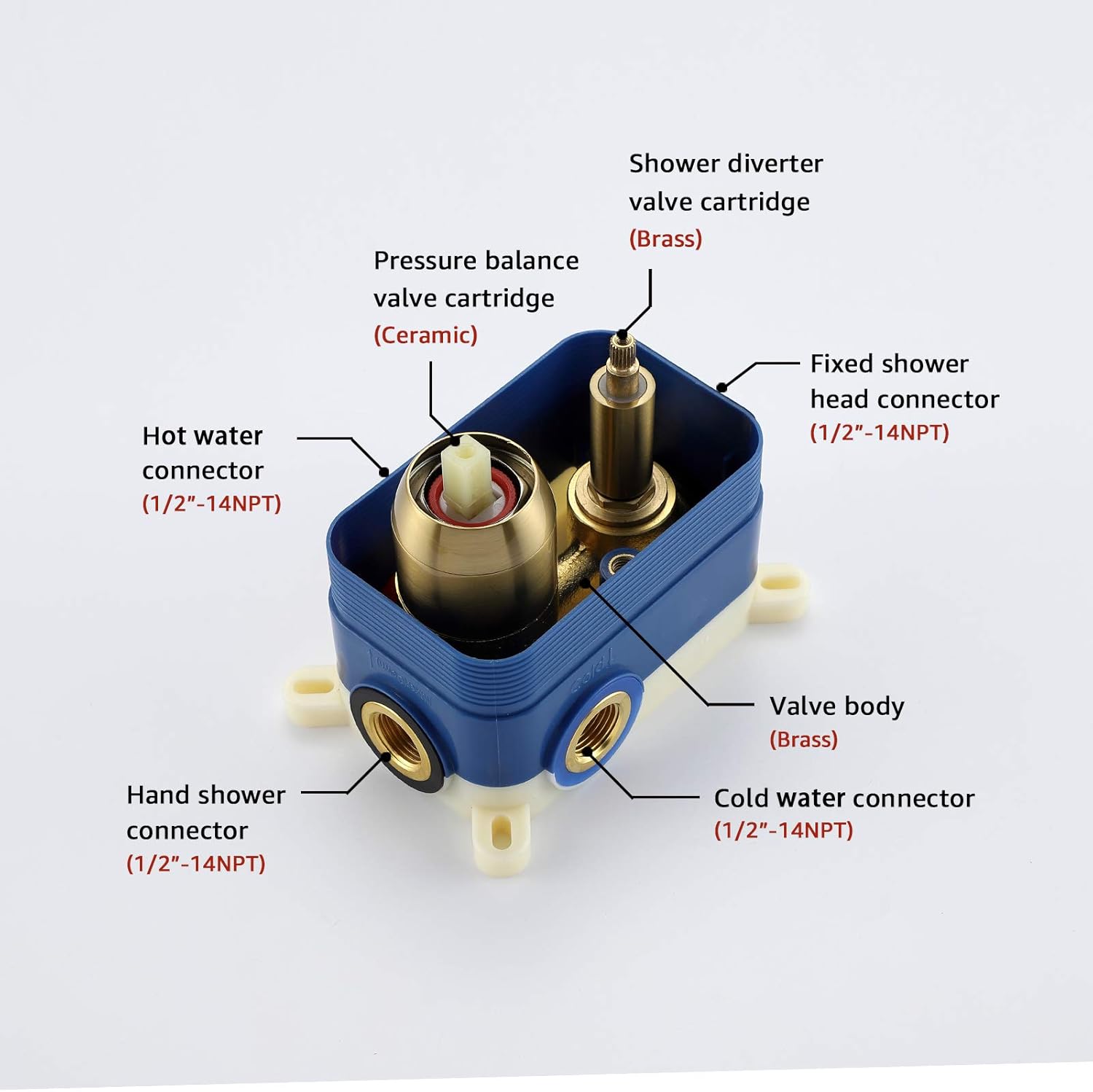 Brushed Gold Shower Fixture Set Has 12 Inch Rain Shower Head with Handheld Showerhead, Brushed Brass Gold Shower System with Solid Brass Valve The Golden Brushed Shower Faucet for Bathroom