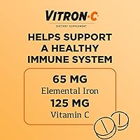 Vista 4 de Vitron-C Suplemento de hierro, una vez al día, hierro de alta potencia más vitamina C, apoya la producción de glóbulos rojos, tabletas sin