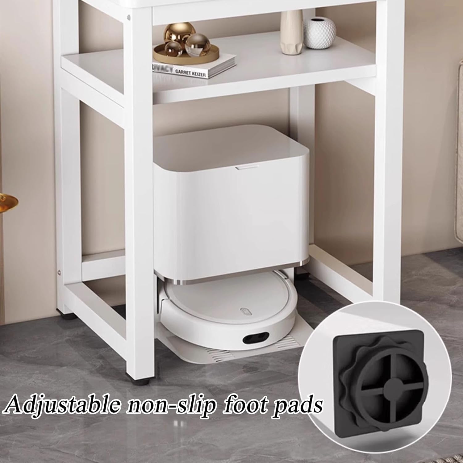 JKGHK Sweeping Robot Stand Rack, Robot Vacuum Storage Stand Cabinet, Floor-Standing Fish Tank Rack, Single/Double Storage Cleaner Sweeper Shelf for Home, Kitchen(Gray A,80cm/31.4in)