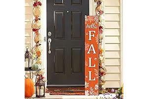 Hello Fall Porch Sign: Autumn Leaves Wooden Welcome Sign