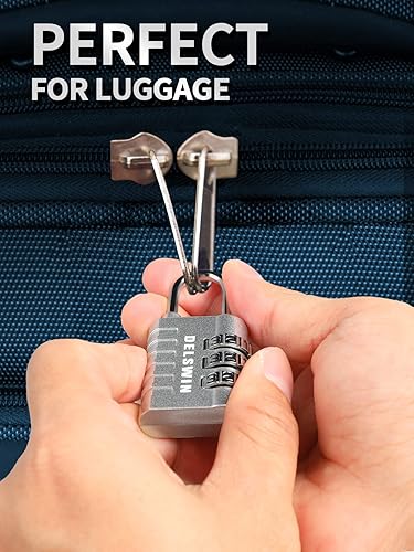 Miniatura 2 de Cerradura de combinación pequeña de 3 dígitos para casillero  Paquete de 4 cerraduras de equipaje reiniciables para mochila de viaje  Candado