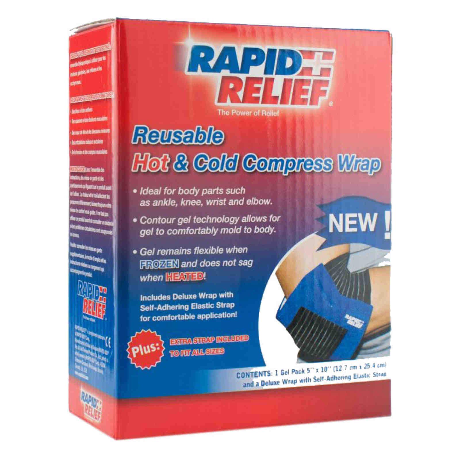 Rapid ReliefDeluxe Reusable Hot and Cold Compress - Small Flexible Ice Pack Hot Cold Therapy Pack for Elbow, Knee & Joint Pain with Adjustable Strap, Freeze or Microwave