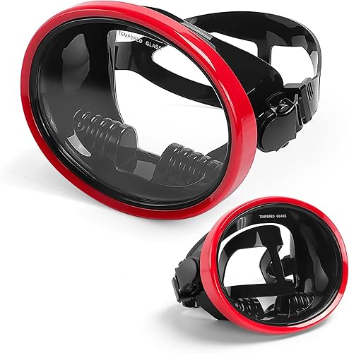 Vista 8 de Equipo de esnórquel para adultos – Máscara de vidrio templado antivaho, falda ovalada de silicona para pesca submarina, apnea y esnórquel, ajuste