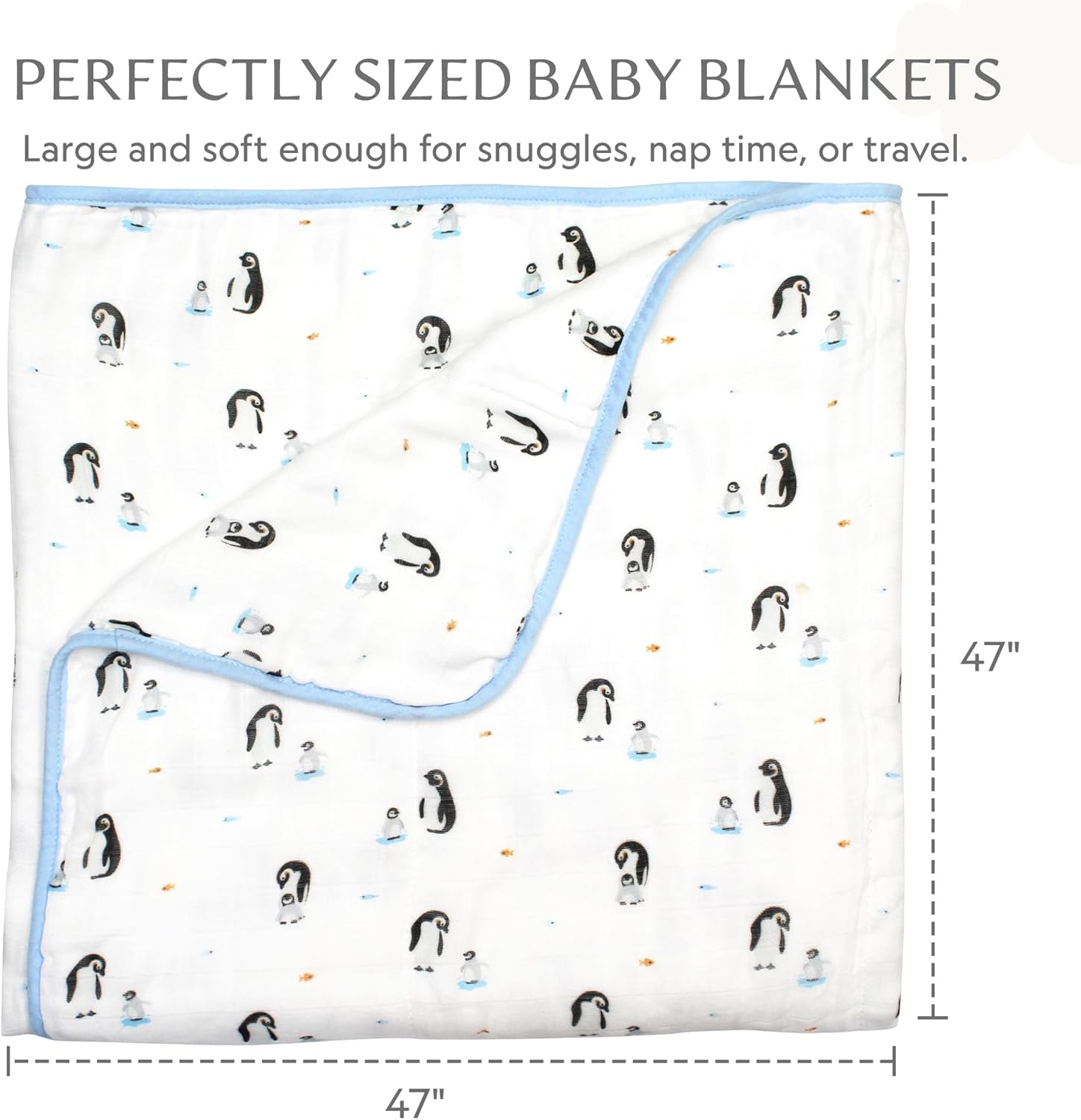 Bamboo Little Baby Blanket, Penguin, Baby, 47"x47", 8-Layers