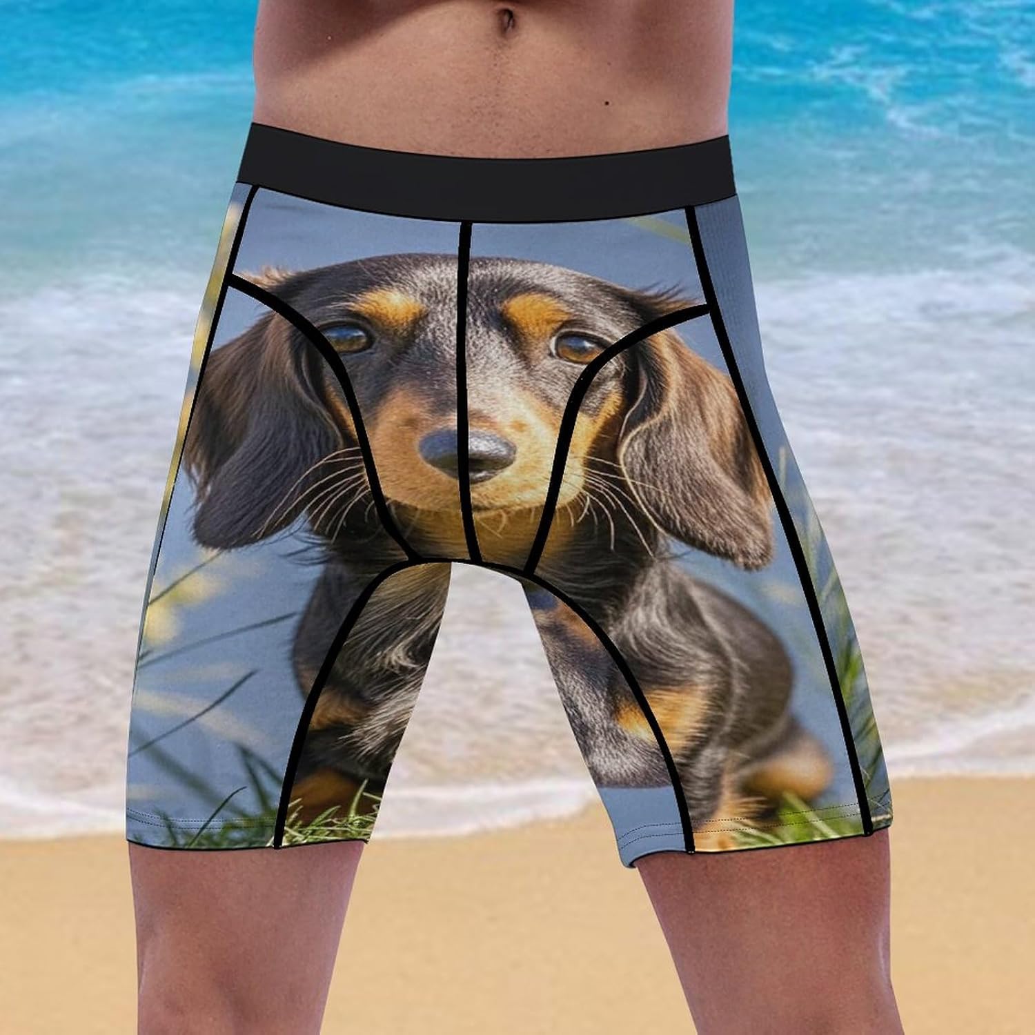 Pad Dachshund Compression Shorts Men Spandex Sport Shorts Workout Performance Baselayer Underwear