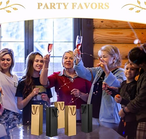 Miniatura 6 de Fumete 20 bolsas de vino de 3.7 x 3.5 x 13.8 pulgadas, bolsas de regalo de vino a granel, bolsas de regalo de papel con asas, bolsas de regalo de