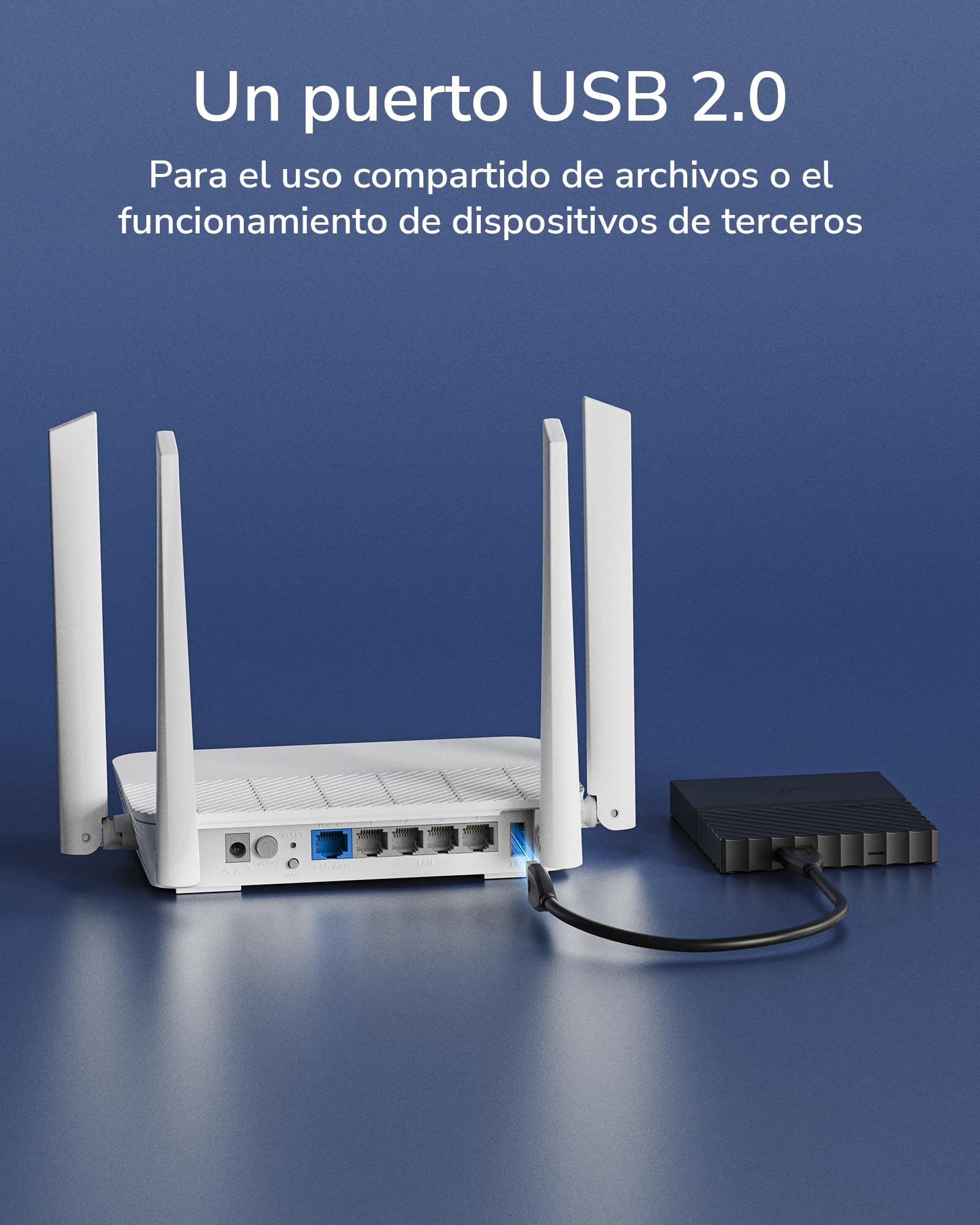 Cudy AX3000 WiFi 6 Router 2.5G con Alimentación PoE y Puerto USB, 3000Mbps Doble Banda, MU-MIMO, WireGuard, VPN CompatibleCudy Mesh y App, WR3000P