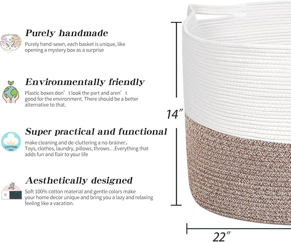 R RUNKA Extra Large Cotton Rope Basket 22