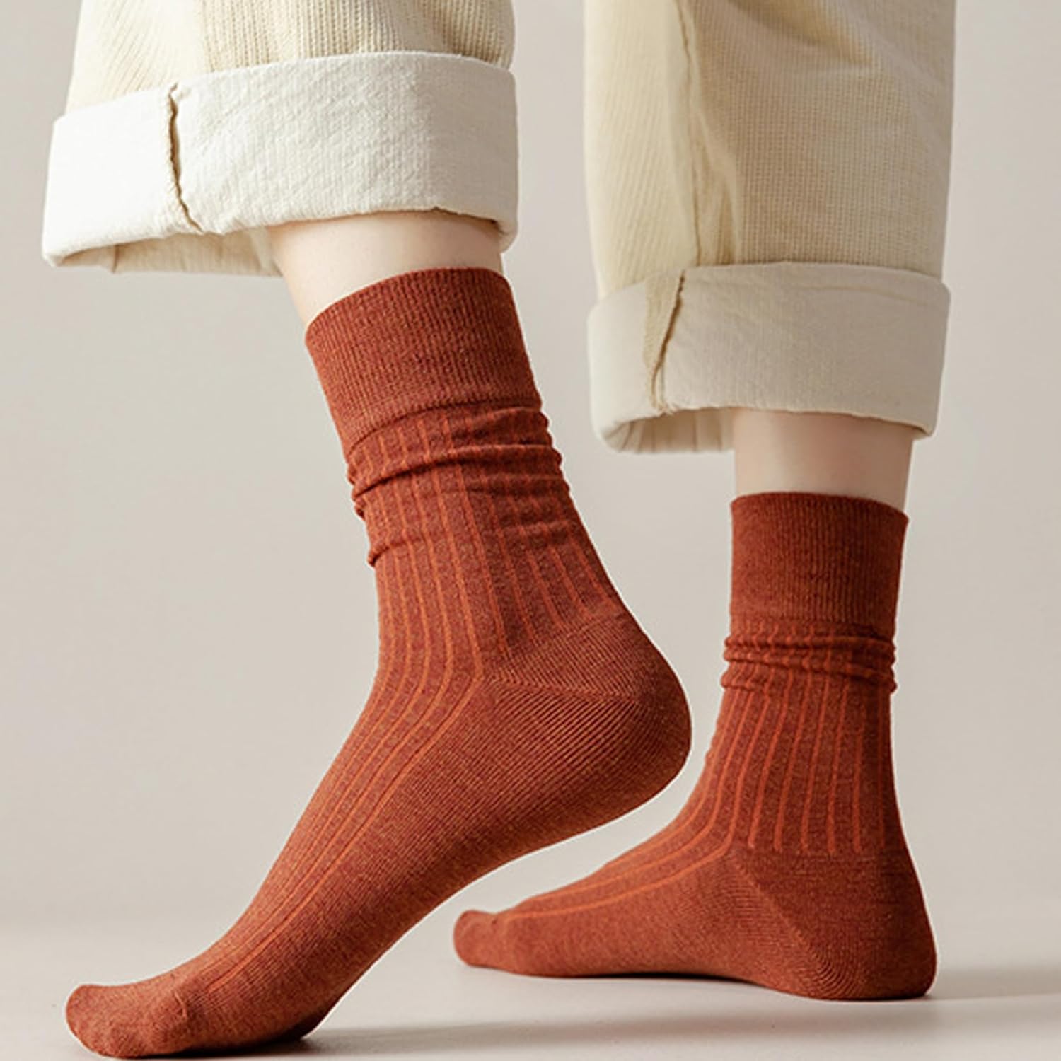 10 Pairs of Retro Colorful Athletic Socks for Women, Solid Color, Above Ankle Crew Stretch Socks for Girls - Image 5