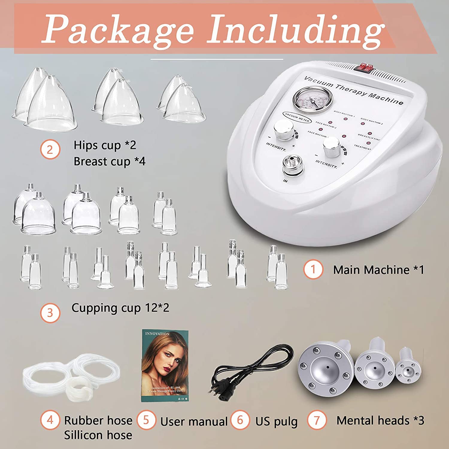 Maszyna do terapii próżniowej Masaż Rzeźbienie ciała Kształtowanie Drenaż limfatyczny Spa Maszyna do podnoszenia skóry Masażer bańki z 30 filiżankami i 3 pompkami