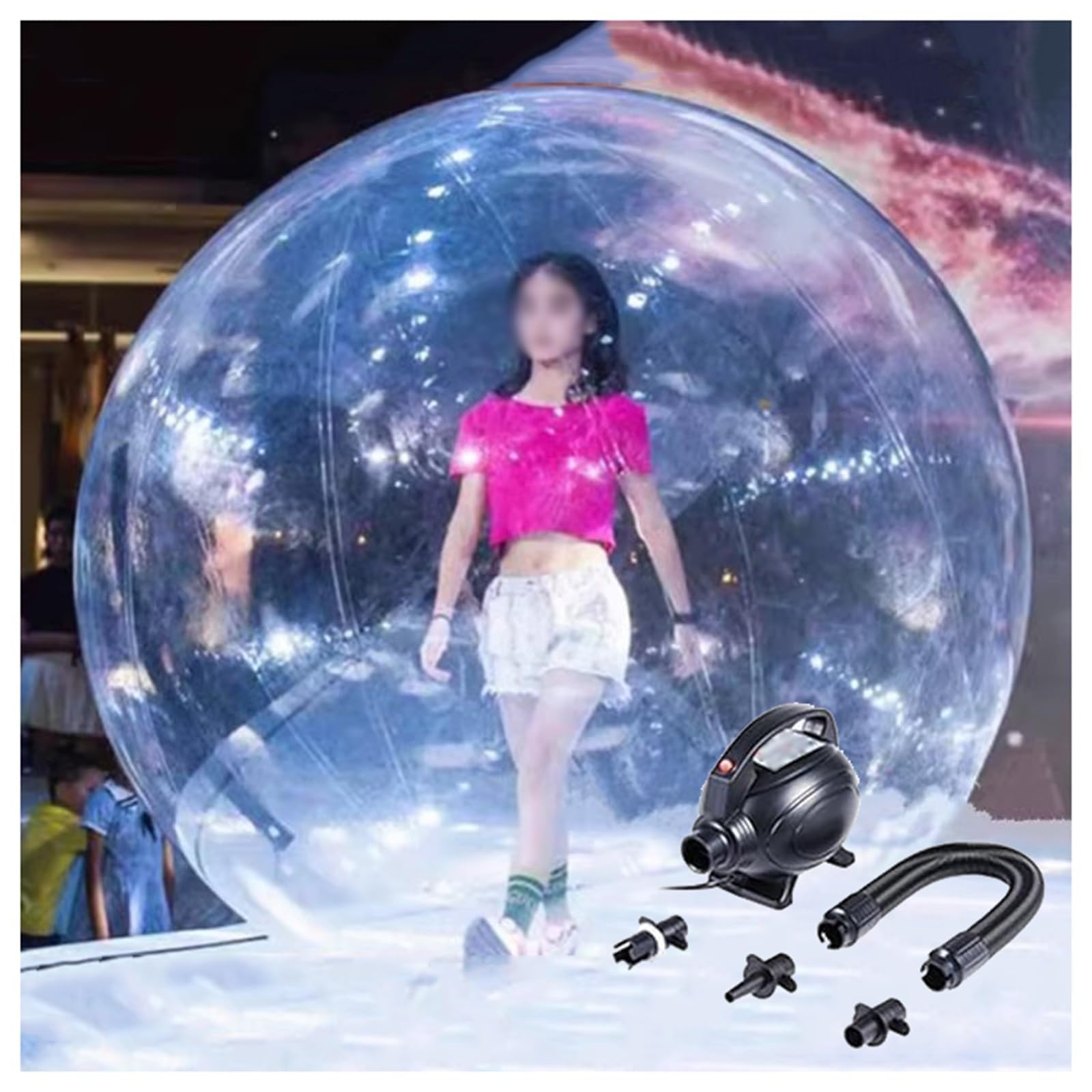 Pallone gonfiabile in PVC trasparente, con cerniera, per spiagge e piscine, con pompa ad aria, divertente attrezzatura per sport acquatici