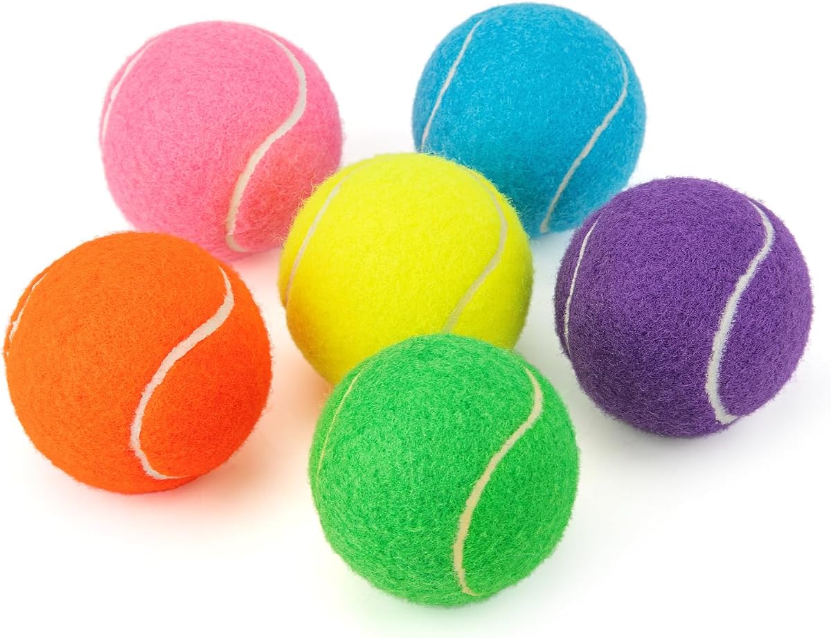 6-Pack Tennis Balls for Beginner Training Practice- Bulk Dog Balls | for Fetch Chew Toys(Mix Colors)