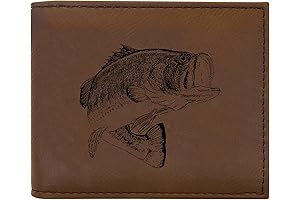 Men's Leather Fishing Bass Fish Bifold Wallet RFID Gift